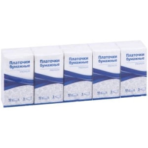 Платки бумажные носовые OfficeClean /Premium/, 3-х слойные, 18*20см, белые, 10 пачек по 10шт. 279678
