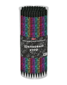 Карандаш чернографитн. Hatber круглый корпус 72шт.-Шелковый узор- /HB/ с ластиком с заточ.   в пласт