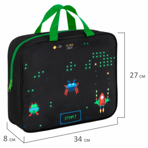 Папка на молнии с ручками BRAUBERG А4, 1 отделение, полиэстер, 80 мм, /Space strike/, 273306