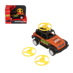 ИГРОЛЕНД Внедорожник инерционный с волчками, металл, 15х11,1х9 см, 4 дизайна (10702070/011025/534577