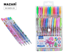 Набор ручек гелевых OCEAN, с ароматизированными чернилами, 24 цв., пулевидный пиш.узел 0.9мм, корпус