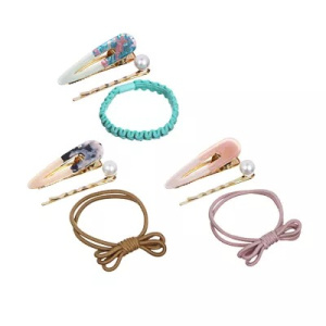 BERIOTTI Набор аксессуаров для волос 3шт: заколки 5см, резинка d4см, пластик, сплав, ПЭ, 3 дизайна (