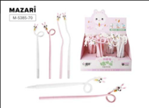 Ручка гелеваяTWISTED BUNNY,СИНЯЯ, игольчатый пишущий узел 0,5 мм, цветной пластиковый корпус 4 дизай