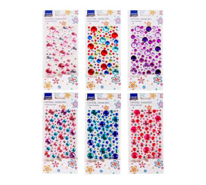 Стразы-наклейки акриловые АССОРТИ, 23*10 см, 1 дизайн, 6 цветов, ОПП-упаковка с европодвесом