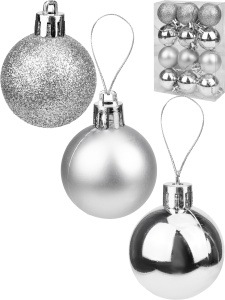 Набор ёлочных шаров 12 шт Чудеса, 4 см, серебряный с узором НУ-5623