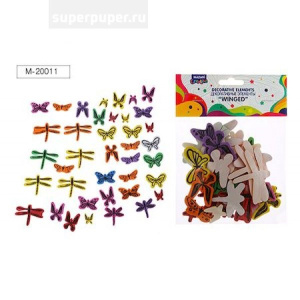 Декоративные элементы из EVA, WINGED, на клеевом слое, микс цветов, ОПП- упаковка