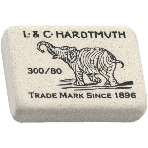 Ластик Koh-I-Noor /Elephant/ 300/80, прямоугольный, натуральный каучук, 26*18,5*8мм, ч/б 0300080019K