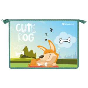 Папка д/тетрадей 1 отд. А4 Schoolformat МИЛЫЙ ДРУЖОК молния сверху 325х230х55 мм голуб. пластик д/де