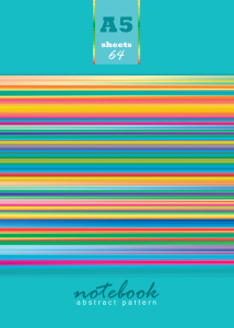 TМ/Profit/ЗАПИСНАЯ КНИЖКА. А5 64л., ЦВЕТНЫЕ ПОЛОСЫ НА БИРЮЗОВОМ (64-4966)7БЦ, гл.лам., цвет.мел.обл.