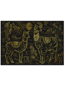 Гравюра А4 в пакете с ручкой.  Красивые ламы (Арт. Г-8528)