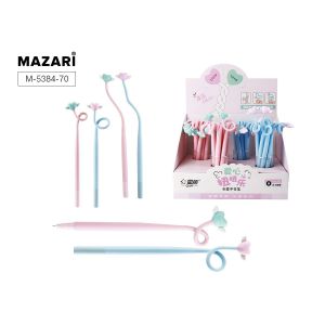 Ручка гелевая TWISTED HART,СИНЯЯ, игольчатый пишущий узел 0,5 мм, цветной пластиковый корпус 4 дизай