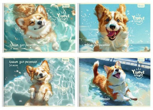 Альбом д/рис. 24 л. А4 скреп. Schoolformat КАЙФУЮЩИЙ КОРГИ мел. карт., спл. УФ-лак, офс.