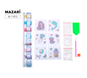 Алмазная мозаика 6,5х8см, на стикере, 6 штук в наборе, ОПП-упаковка