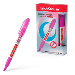 Текстмаркер ErichKrause Visioline V-11 Neon, цвет чернил розовый (в коробке по 12 шт.)