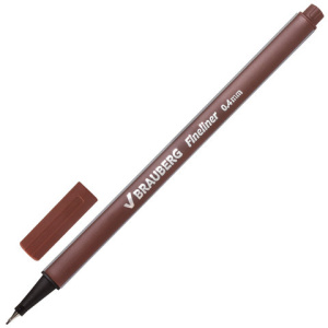 Ручка капиллярная BRAUBERG /Aero/, КОРИЧНЕВАЯ, трехгранная, металлический наконечник, линия письма 0