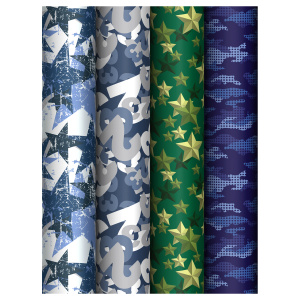 Упаковочная бумага глянц. 70*100см, MESHU /Military/, 80 г/м2, ассорти, 4 дизайна MS_62826