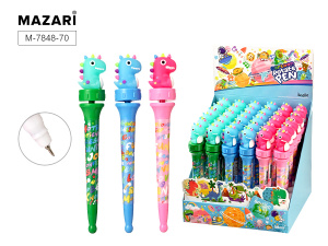 Ручка шариковая ДИНО CARTOON ROTATE, СИНЯЯ, чернила на масляной основе, игольчатый пиш.узел 0.7мм, к