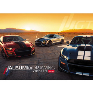 АЛЬБОМ для рисования 24л А4ф 100г/кв.м отрывная склейка жесткая подложка Обложка мел.бумага глянц. л