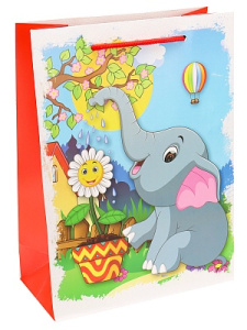 Dream cards Пакет подарочный с мат. лам. Заботливый слоник 18х24х8.5 см (M),210 г  ПКП-3430