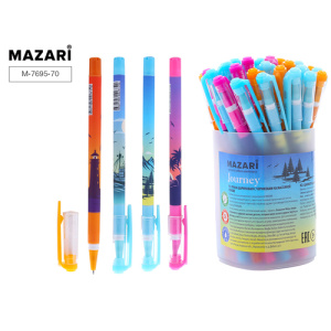 Ручка шариковая JUORNEY, СИНЯЯ, чернила на масляной основе, игольчатый пиш. узел 0.7 мм, цветной пла