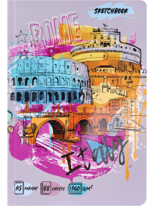 Скетчбук А5 Рим (7БЦ, soft touch+выб лак, 48л, 160г, белая бумага) С48-3787