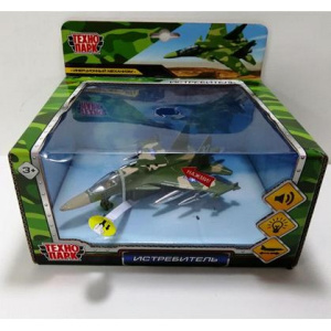 Модель металл свет-звук ИСТРЕБИТЕЛЬ 19,5 см, инерция, кор. Технопарк в кор.2*48шт