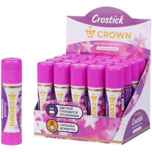 Клей-карандаш Crown /Indicator/, 15г, с цветным индикатором, ПВП