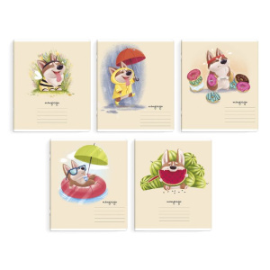 Тетрадь школьная ученическая, 24 л. линия, арт. 52303/20 ВЕСЁЛЫЙ КОРГИ /мягкий переплёт (2 скобы), о