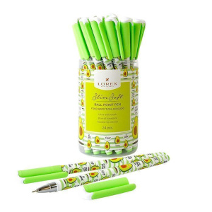 Ручка маслян. LOREX FOOD ADDICTION.AVOCADO серия Slim Soft 0,50 мм синий, кругл. прорезин. корп., иг