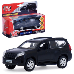 Машина металл TOYOTA PRADO матовая 12 см, двери, багаж, инерц, черный, 