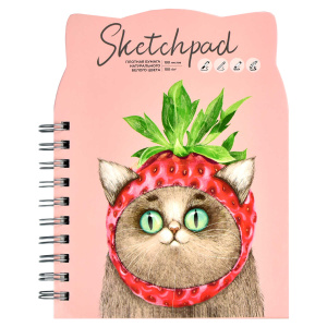 Скетчпад 160х210 мм, 100 л, блок - белый офсет 100 г/м², арт. 61216 НЕОБЫЧНАЯ КЛУБНИЧКА /обложка пол