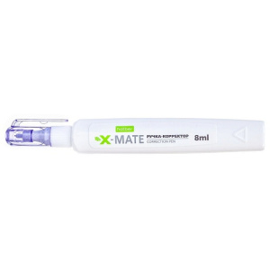 Ручка-корректор Hatber X-Mate 8ml с гибрид.наконечником с колпачком и клипом  в картонной Дисплей-ви