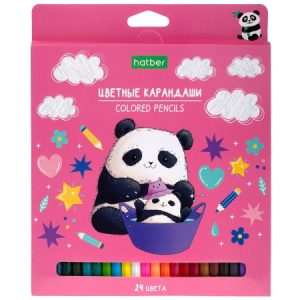 Карандаши цветные /ECO/ 24 цв.-Плюшевые панды- заточен. в карт. короб. с европодвесом