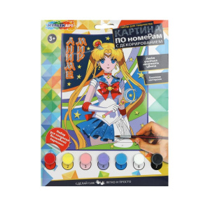 Холст для росписи с декором 17х23 см девочка волшебница МУЛЬТИ АРТ 