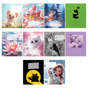 Тетрадь 12л., клетка BG /Mix-10. Девочки/ Т5ск12 64130