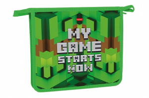 Папка для тетрадей Пластиковая А5ф Hatber 1 отделение 205х240х40мм на молнии- Pixels- в индив.упак.