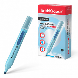 Текстмаркер с жидкими чернилами  ErichKrause® Liquid Visioline V-14 Pastel, цвет чернил голубой (в к