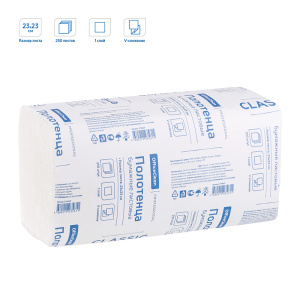Полотенца бумажные лист. OfficeClean Professional(V-сл) (H3), 1-слойные, 250л/пач., 23*23см, белые 3