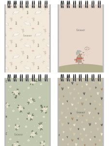 Блокнот А7 40л. на гребне УЮТНЫЙ ДИЗАЙН (Б40-6379) обл.-мел.кар, бл-офс,в клетку