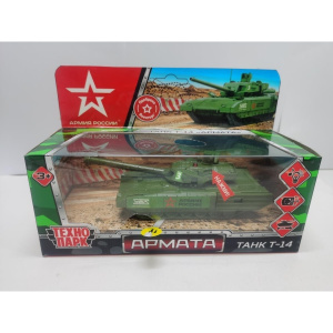 Модель металл свет-звук АРМАТА ТАНК Т-14 АРМИЯ РОССИИ 12 см, баш, инер, кор. Технопарк в кор.2*24шт
