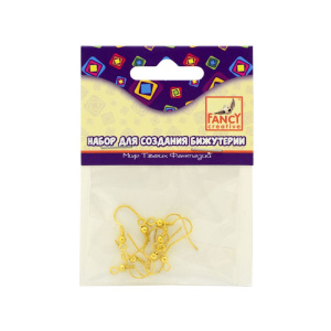 Фурнитура для серег ШВЕНЗЫ (дуги), металл, 4 пары, 2 цв. ассорти (золото, серебро), п/п с е/п, арт.