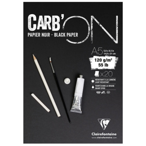 Скетчбук 20л., А5 Clairefontaine /Carb ON/, на склейке, мелкозер., черный, 120г/м2 975038C (10131010