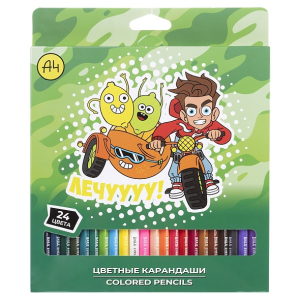 Карандаши цветные /ECO/ 24 цв. -Влад А4- заточен.  в карт. короб. с европодвесом