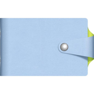 Визитница 12 карманов двухцвет. 70Х120мм VIVELLA  BICOLOUR Голубой/салатовый   хлястик с кнопкой