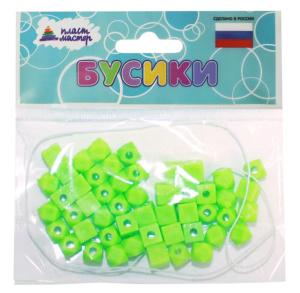 Набор бусин /Кубики-ромбики/ (зеленый) 1/100