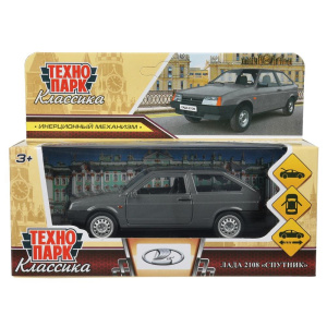 Машина металл LADA-2108 /СПУТНИК/ длина 12 см, двери, багаж, серый, 