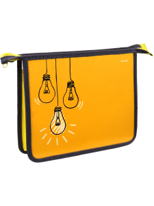 Папки для тетрадей на молнии сверху А5 ТРИ ЛАМПОЧКИ (ПТ-2228) картон + пластик