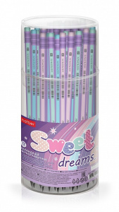 Карандаш чернографитн. Hatber трехгран.корпус 72шт. -Sweet Dreams- Ассорти /HB/ с ластиком с заточ. 