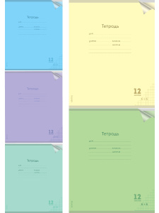Тетрадь КЛЕТКА 12л. проз.пласт.обл. plastic cover КЛАССИКА NEW (12-1407) ассорти 5 цветов