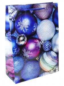 Optima Пакет подарочный с глянцевой ламинацией 22x31x10 см(ML)Ассорти новогодних шаров,128г ПКП-6129